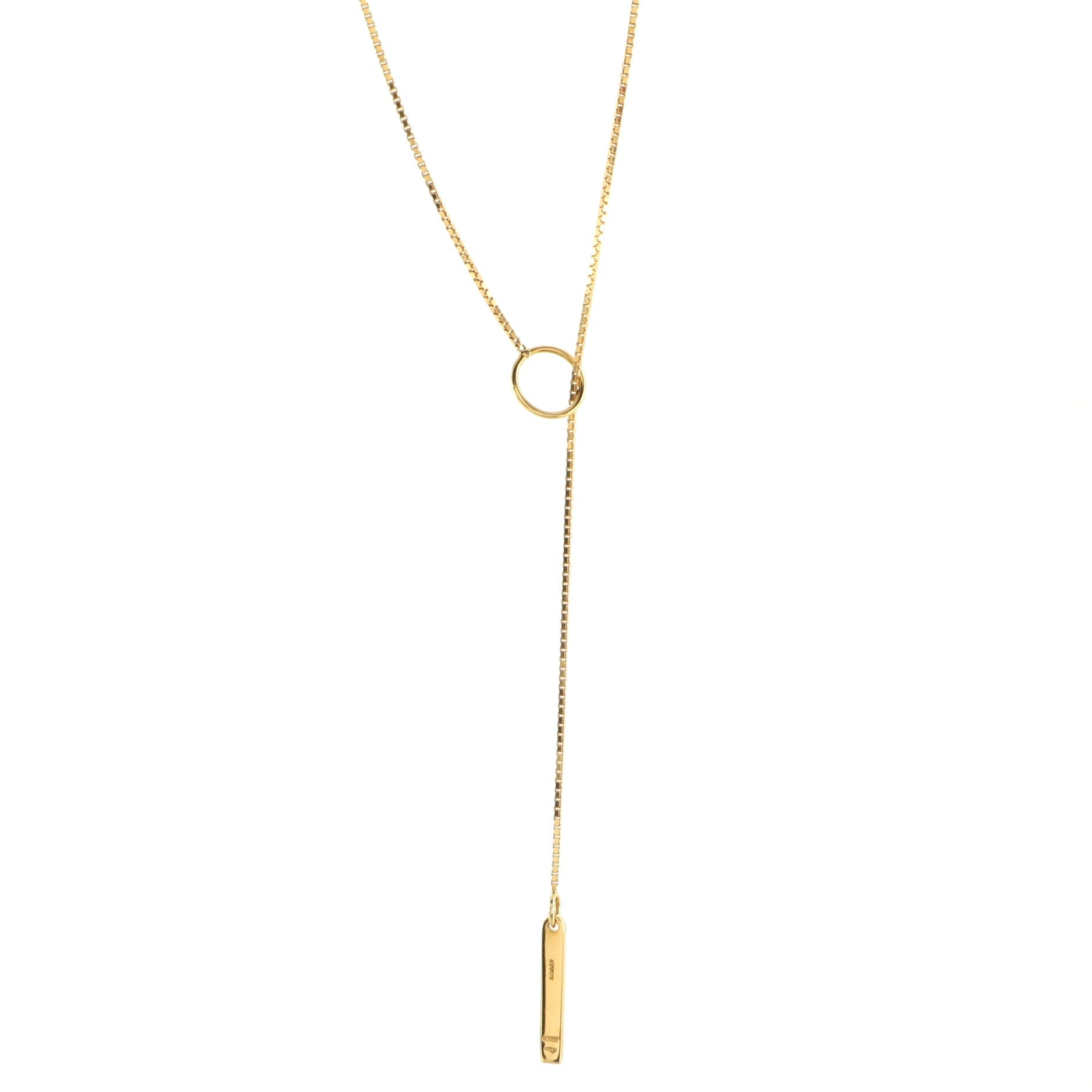 Logo Lariat Necklace 18K Yellow Gold