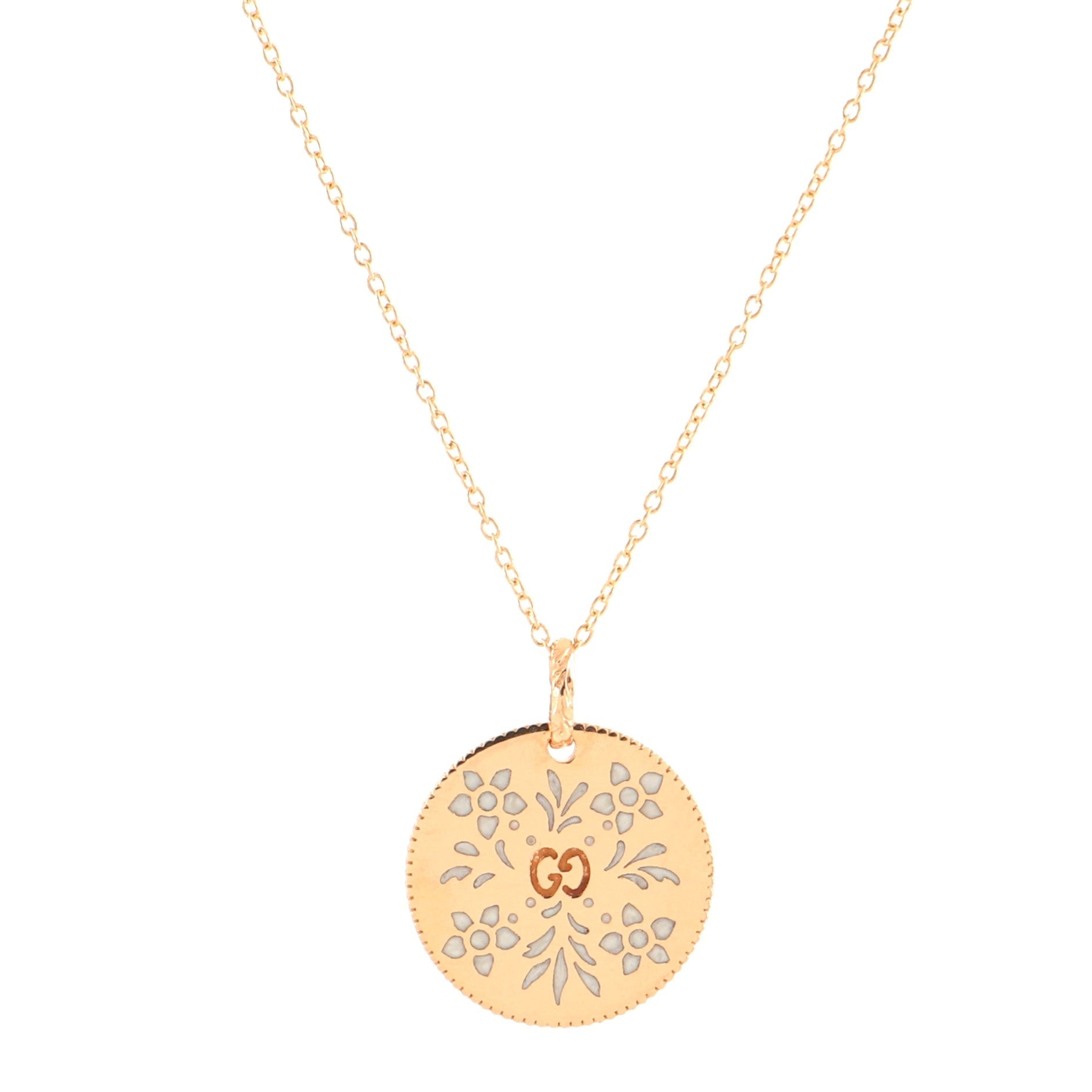 Icon Blooms Pendant Necklace 18K Rose Gold and Enamel
