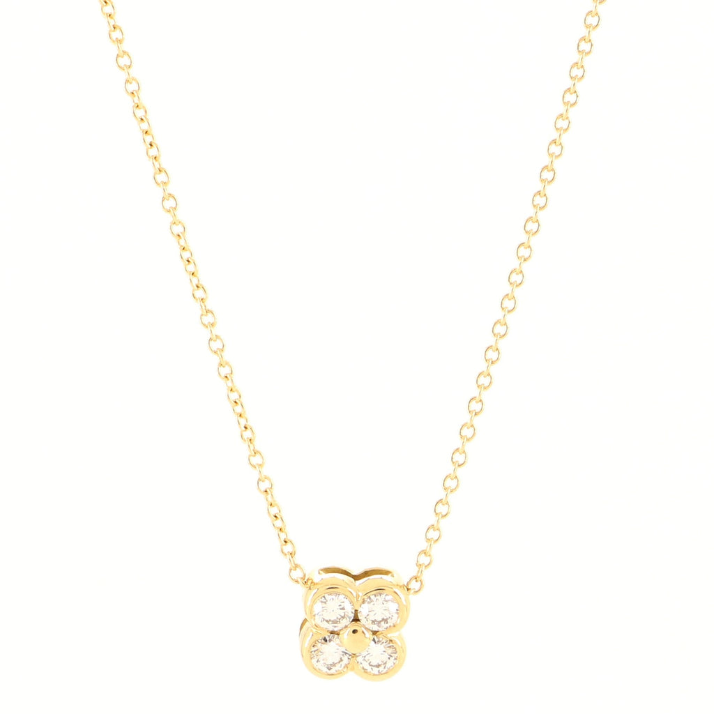 Flower Pendant Necklace 18K Yellow Gold with Diamonds