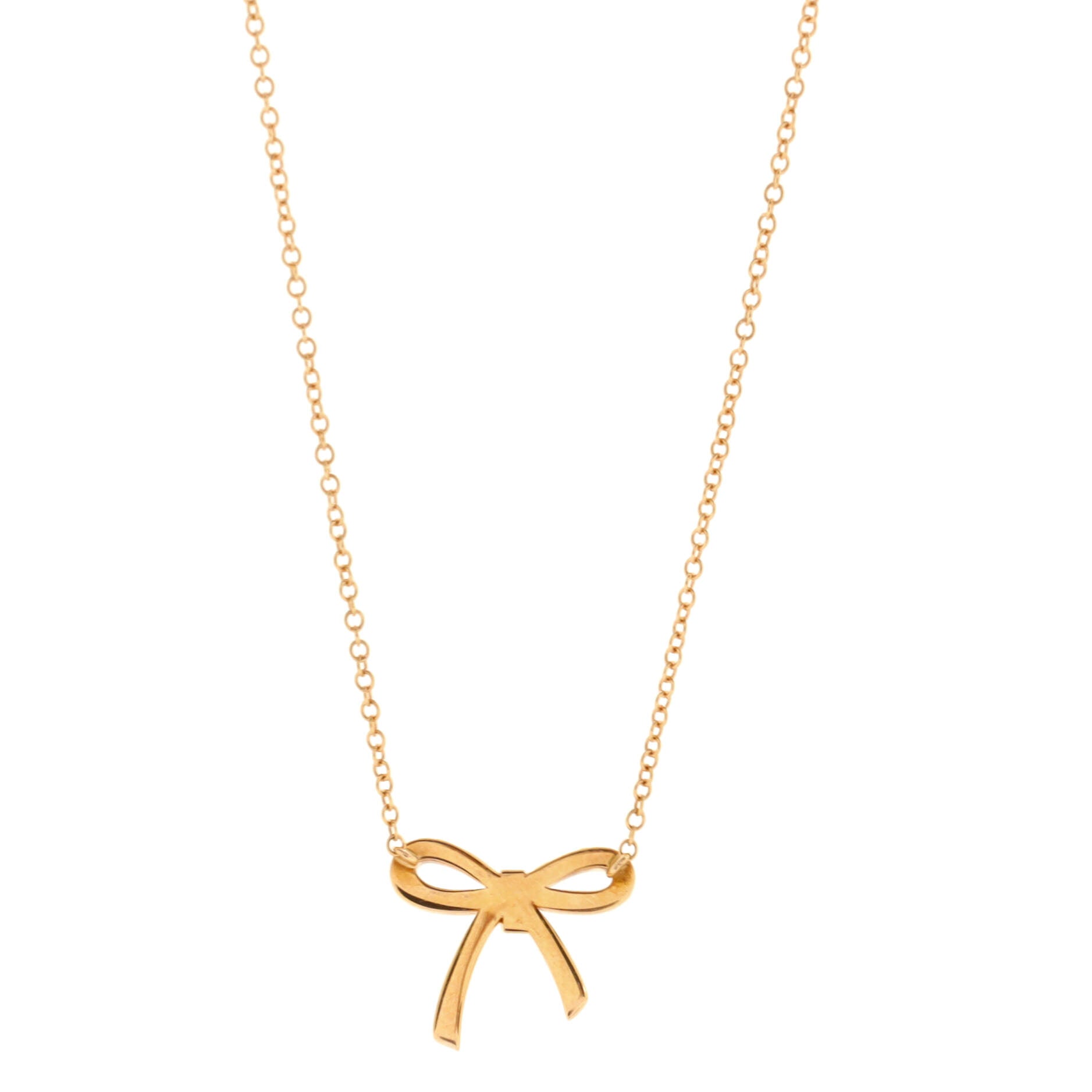 Bow Pendant Necklace 18K Rose Gold with Pink Sapphires Mini