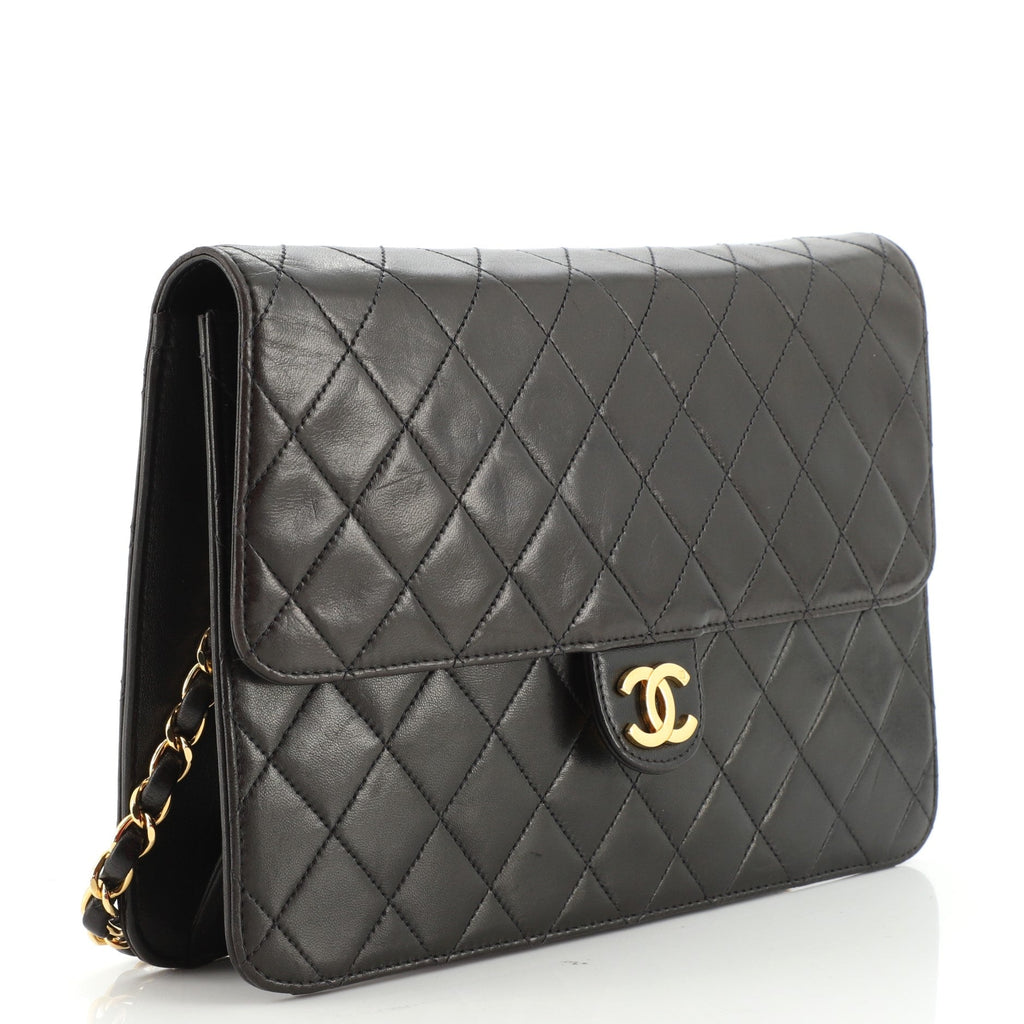 Vintage Clutch with Chain Quilted Leather Medium
