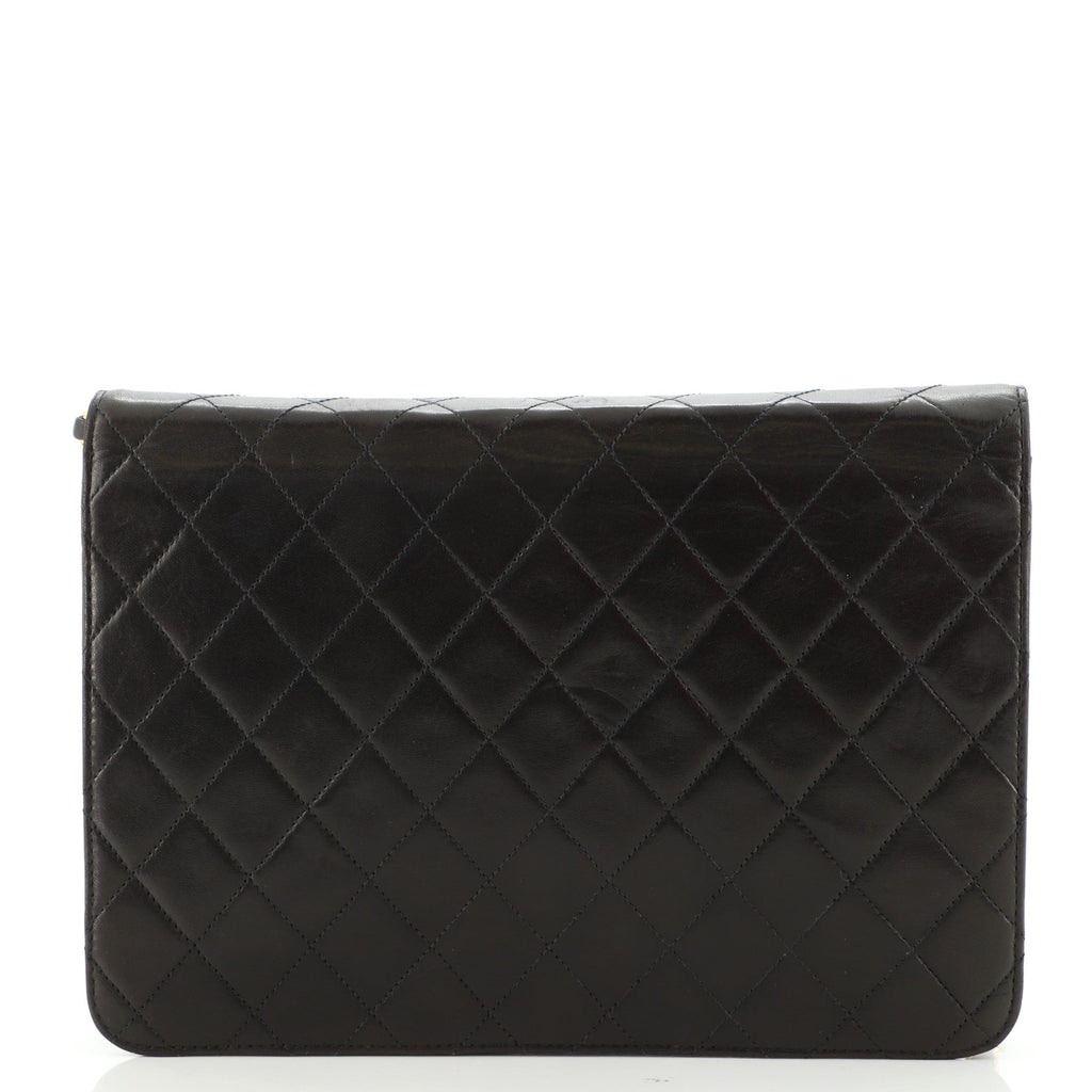 Vintage Clutch with Chain Quilted Leather Medium