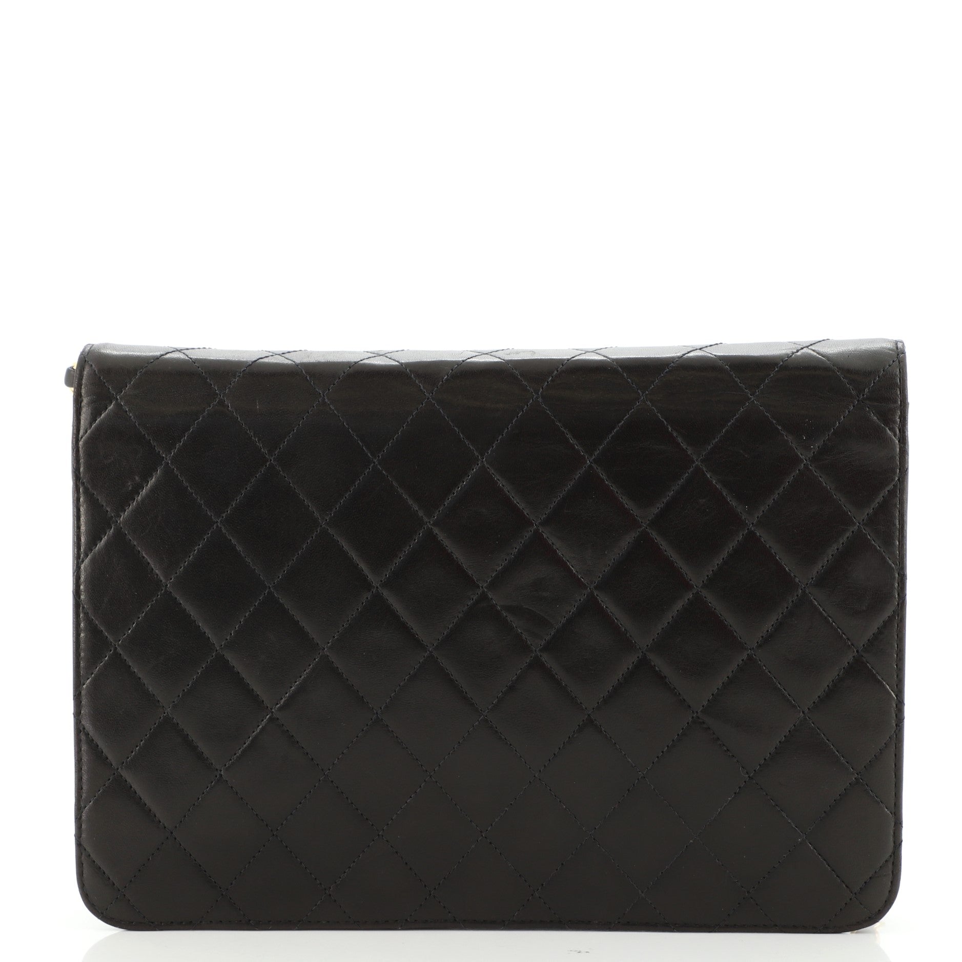 Vintage Clutch with Chain Quilted Leather Medium