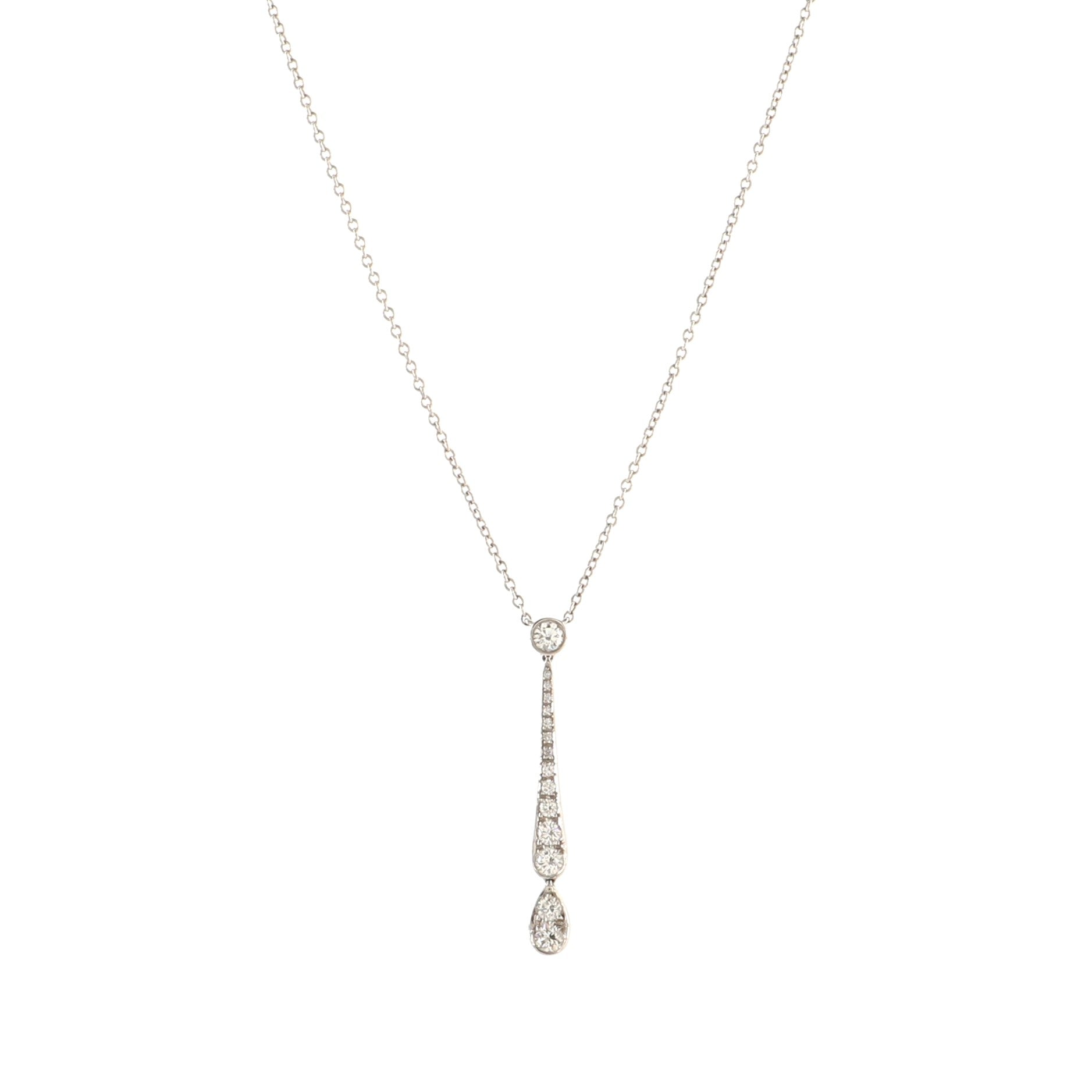 Jazz Drop Pendant Necklace Platinum and Diamonds