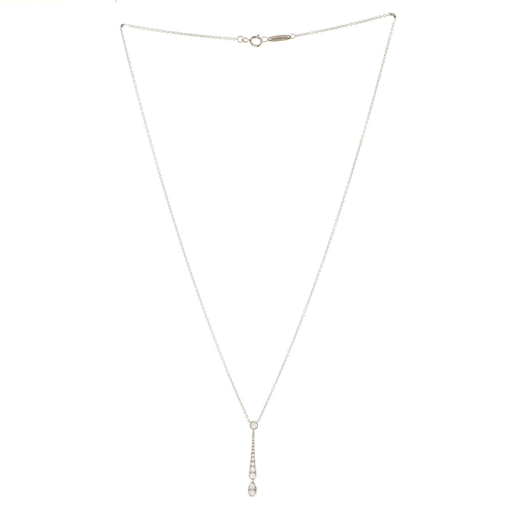 Jazz Drop Pendant Necklace Platinum and Diamonds