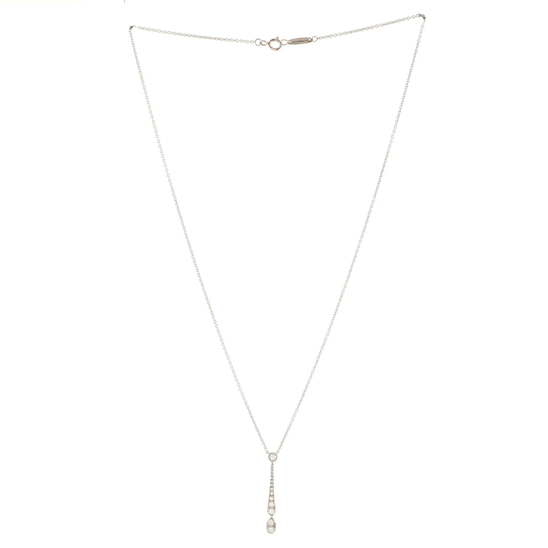 Jazz Drop Pendant Necklace Platinum and Diamonds