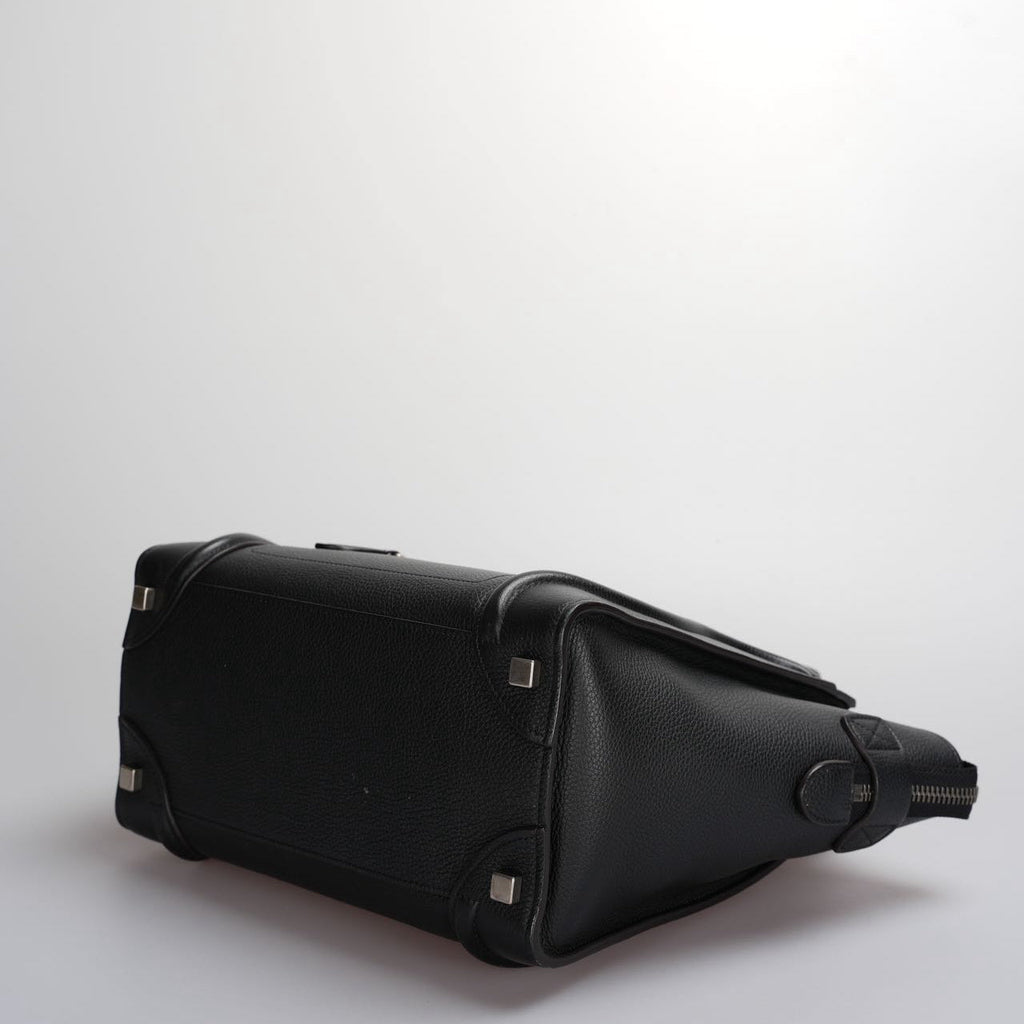 CELINE Micro Luggage Leather Handbag in Black