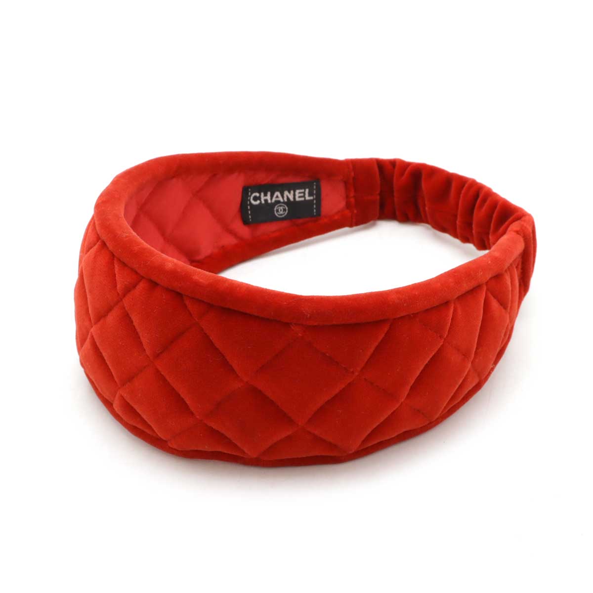 Chanel Velour Matelasse Headband Hair Accessory Red