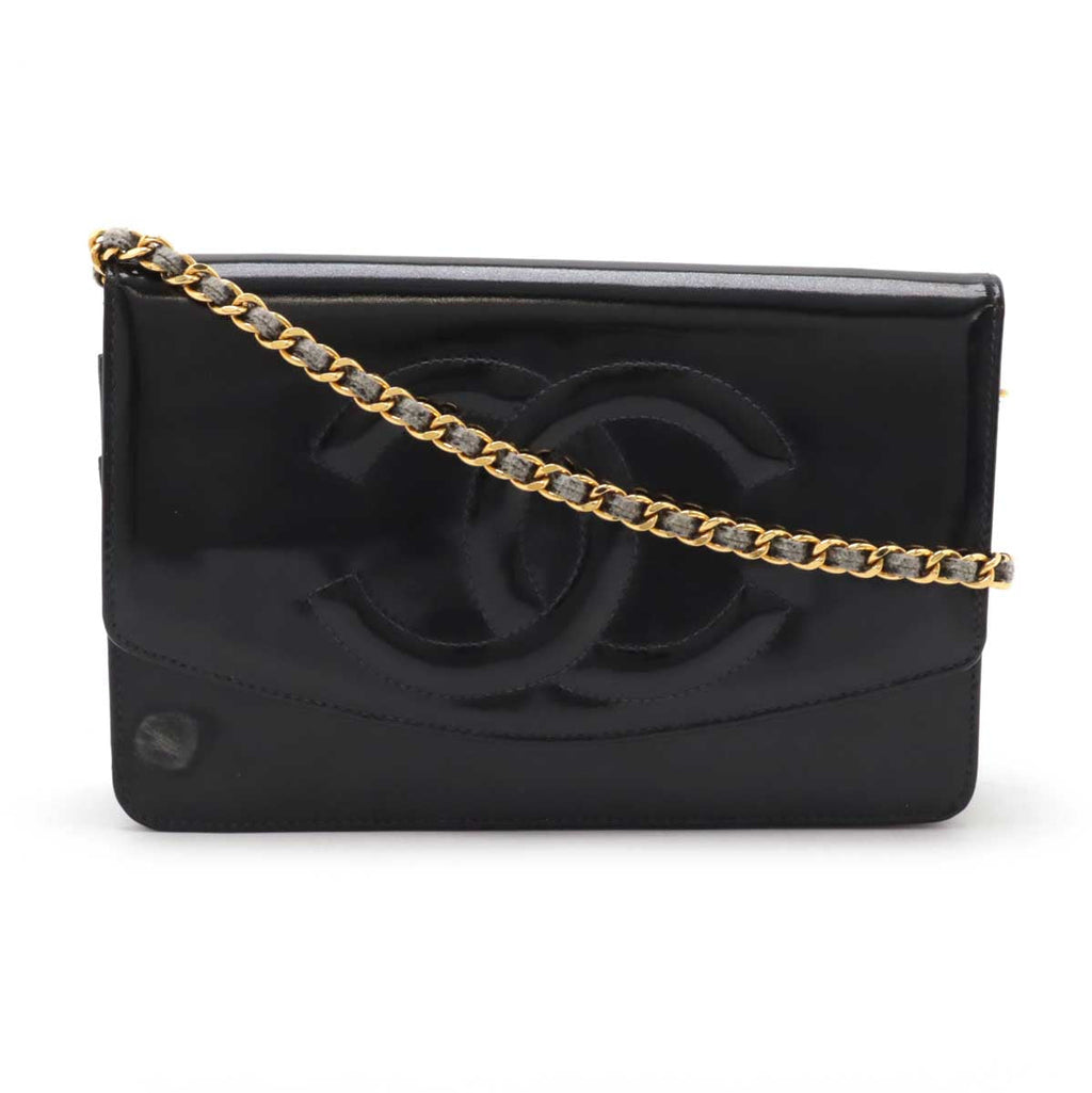 Chanel Patent Leather Coco Mark Chain Wallet Shoulder Bag