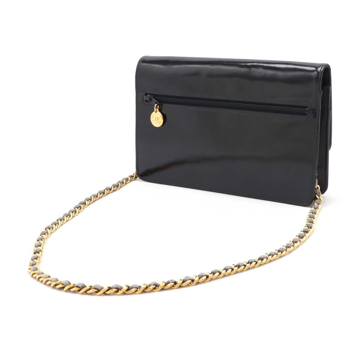 Chanel Patent Leather Coco Mark Chain Wallet Shoulder Bag