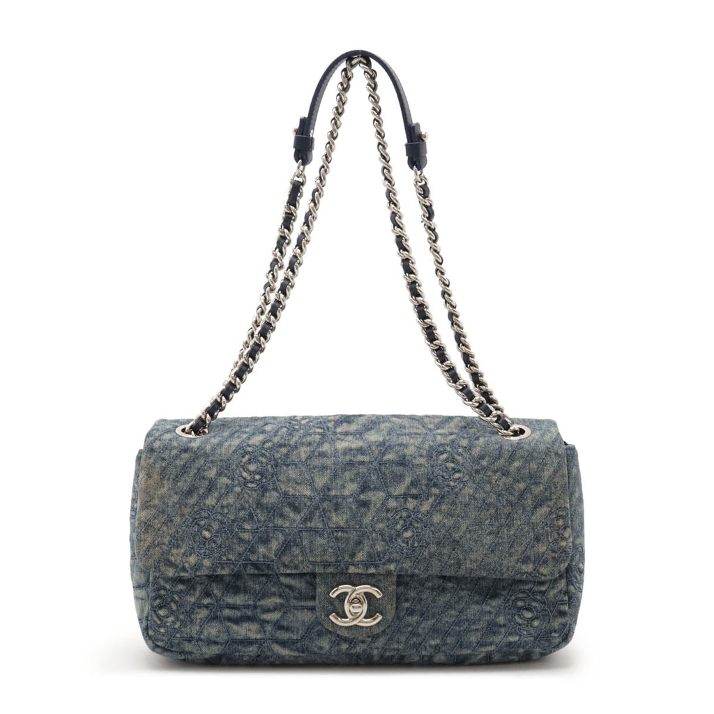 Chanel Denim Camellia Coco Mark Shoulder Bag