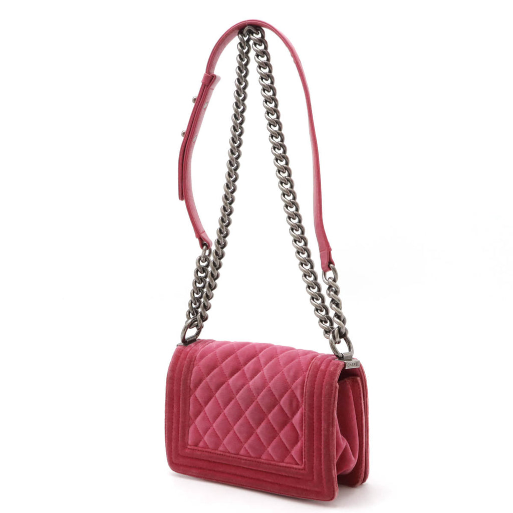 Chanel Velour/Leather Boy Chanel Shoulder Bag A67085