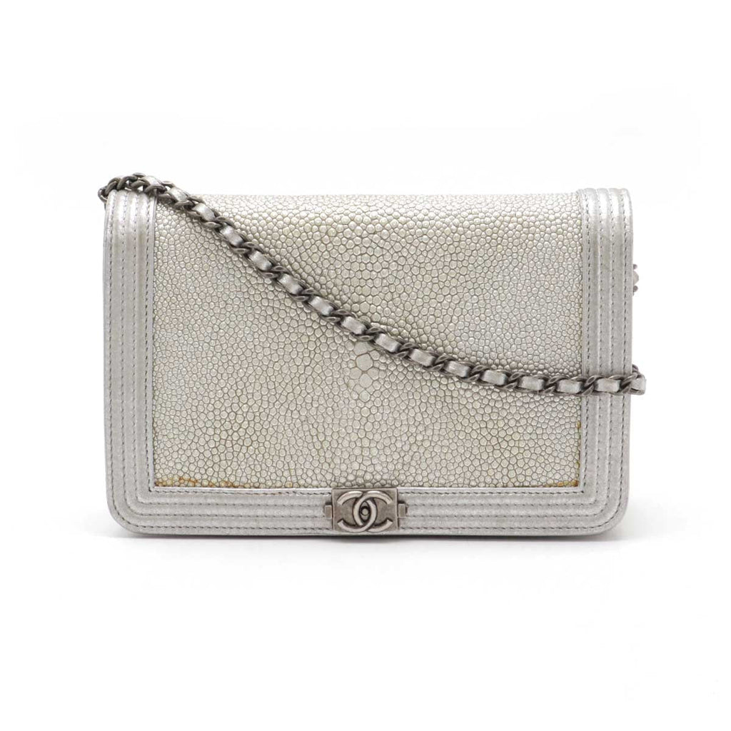 Chanel Boy Chanel Galuchat Metallic Leather Chain Wallet Shoulder Bag
