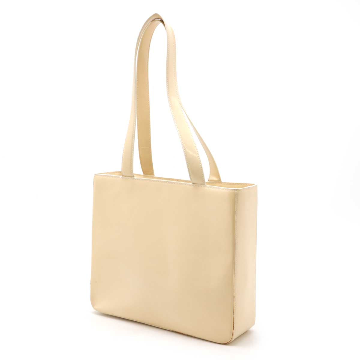 Chanel Patent Leather Logo 2way Bag Beige