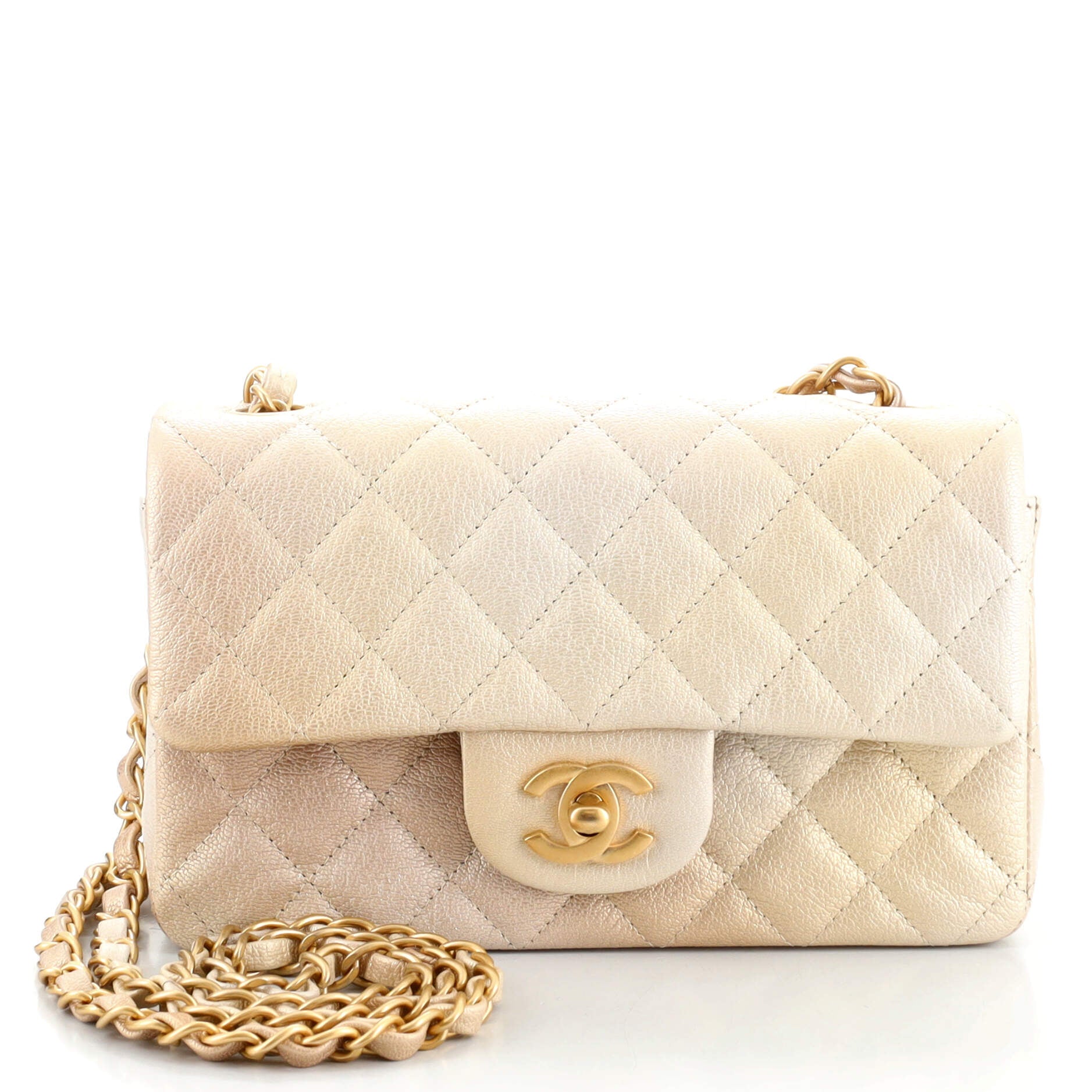 Classic Single Flap Bag Quilted Ombre Metallic Goatskin Mini