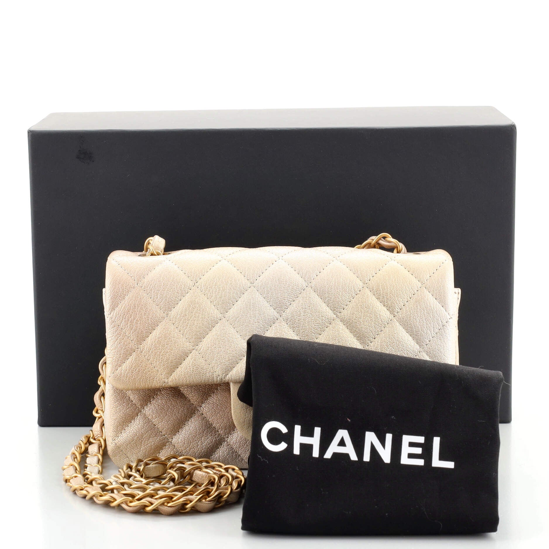 Classic Single Flap Bag Quilted Ombre Metallic Goatskin Mini