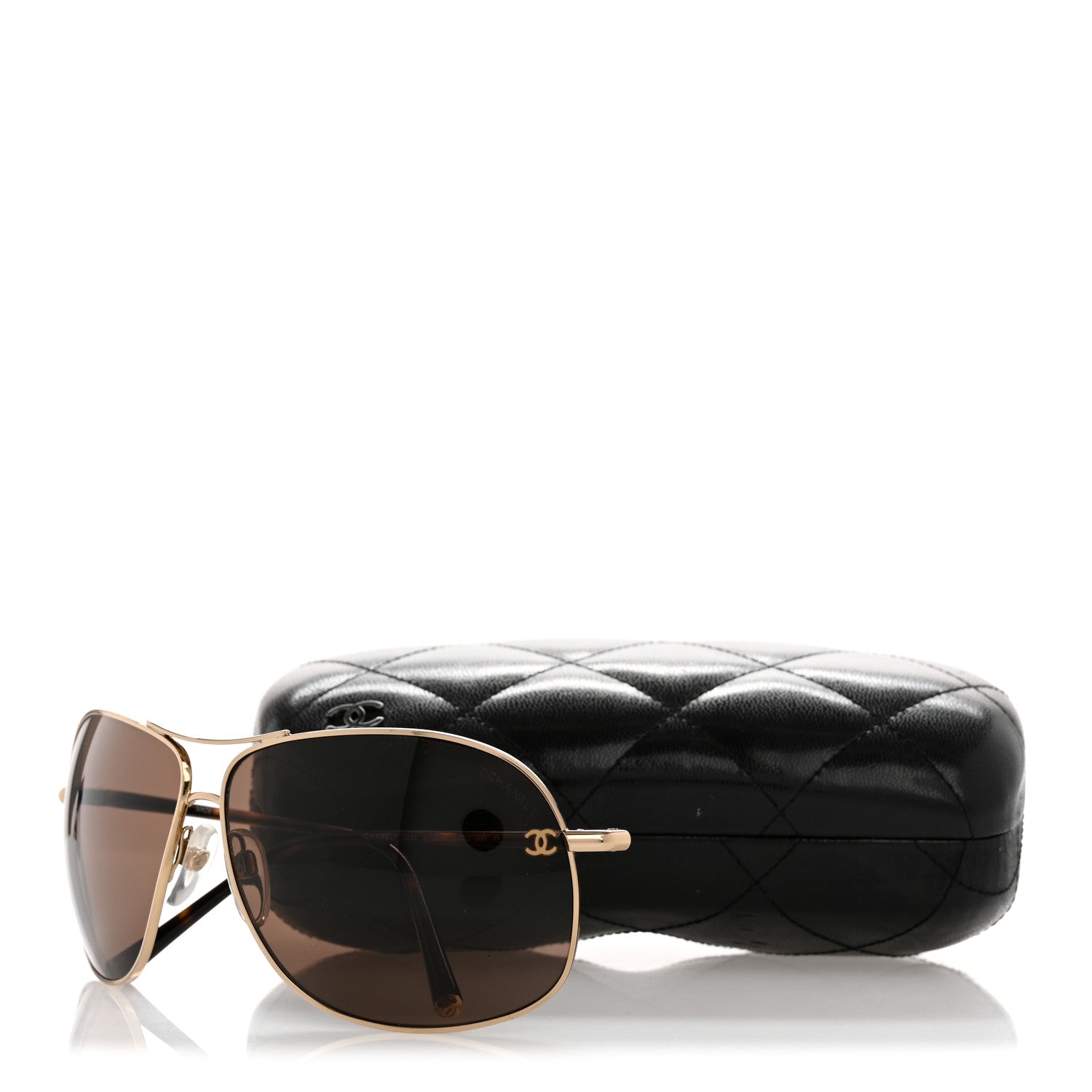 Metal CC Aviator Sunglasses 4193 Gold Havana