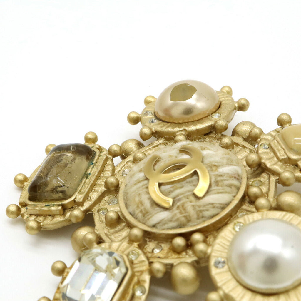 Chanel Coco Mark Pearl Rhinestone Pin Brooch