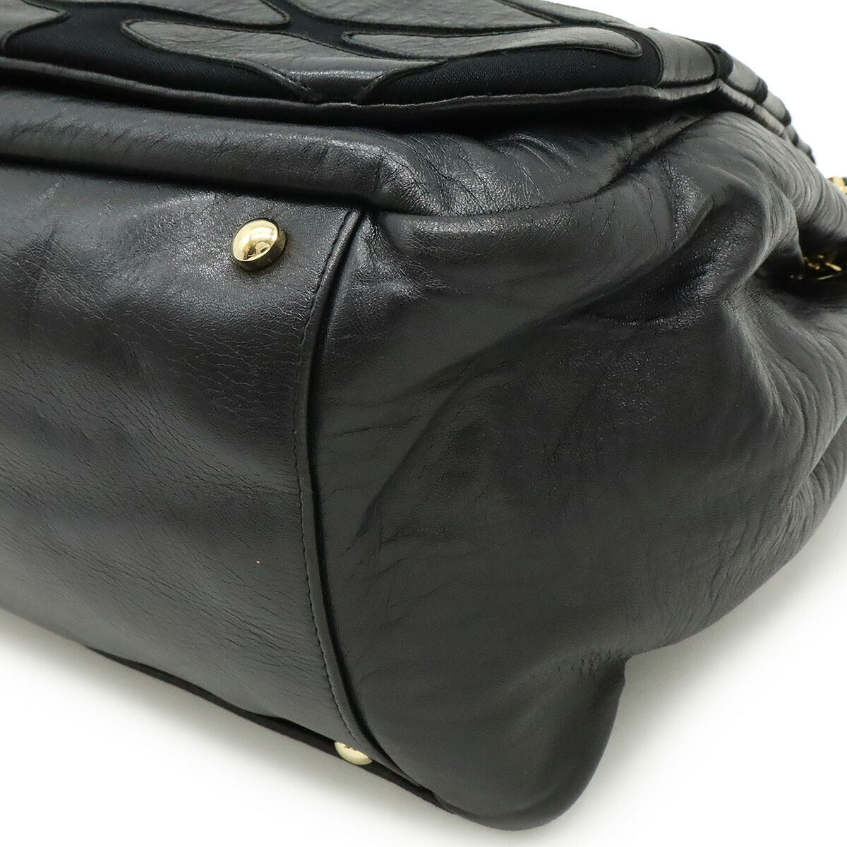 Chanel Lambskin Coco Mark Shoulder Chain Flap Bag Black Gold Hardware