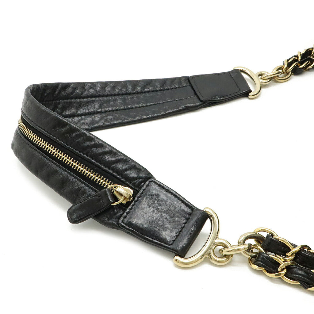 Chanel Lambskin Coco Mark Shoulder Chain Flap Bag Black Gold Hardware