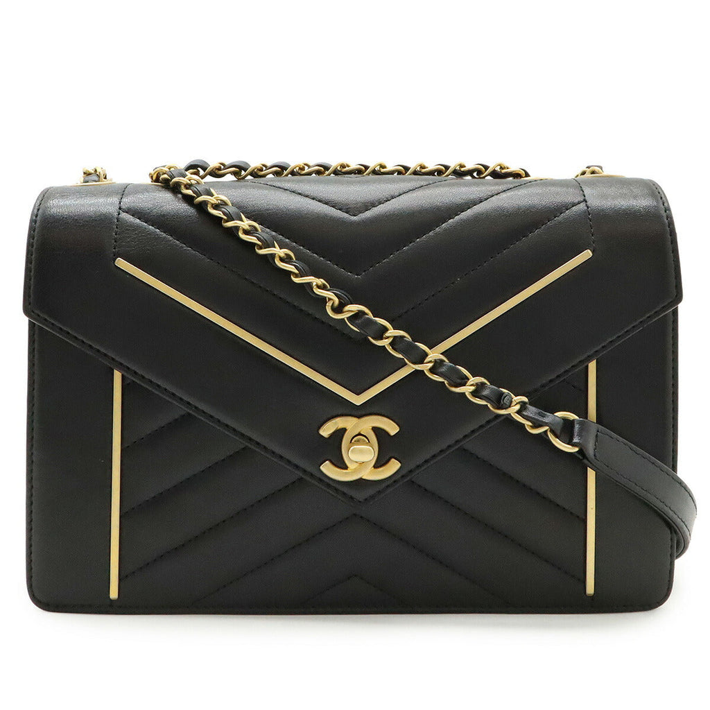 Chanel V Stitch Chevron Coco Mark Lambskin Shoulder Bag