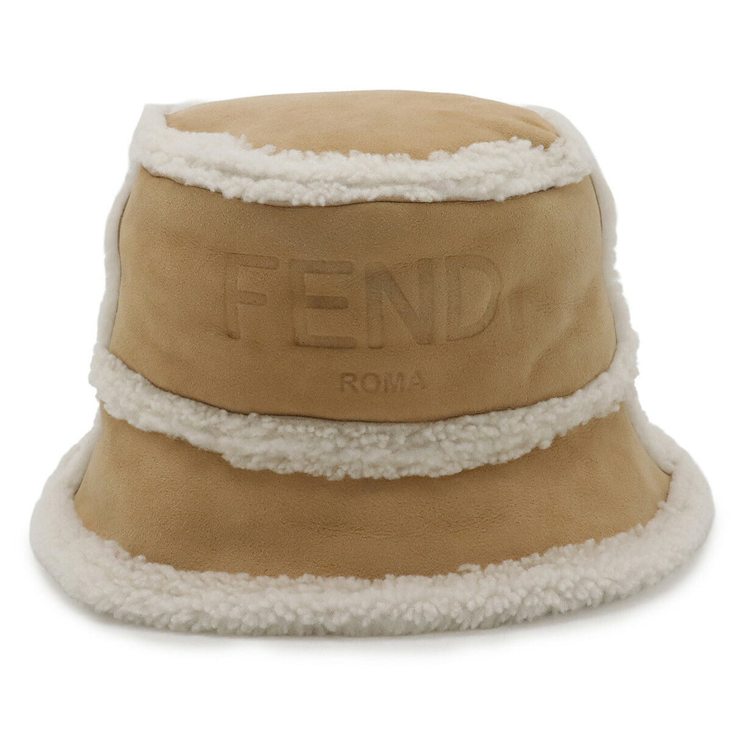 Fendi Logo Shearling Bucket Hat Sheepskin Hat