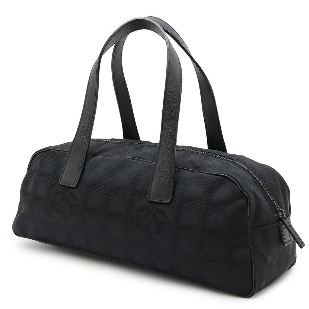 Chanel New Travel Line Nylon Jacquard Leather Boston Bag