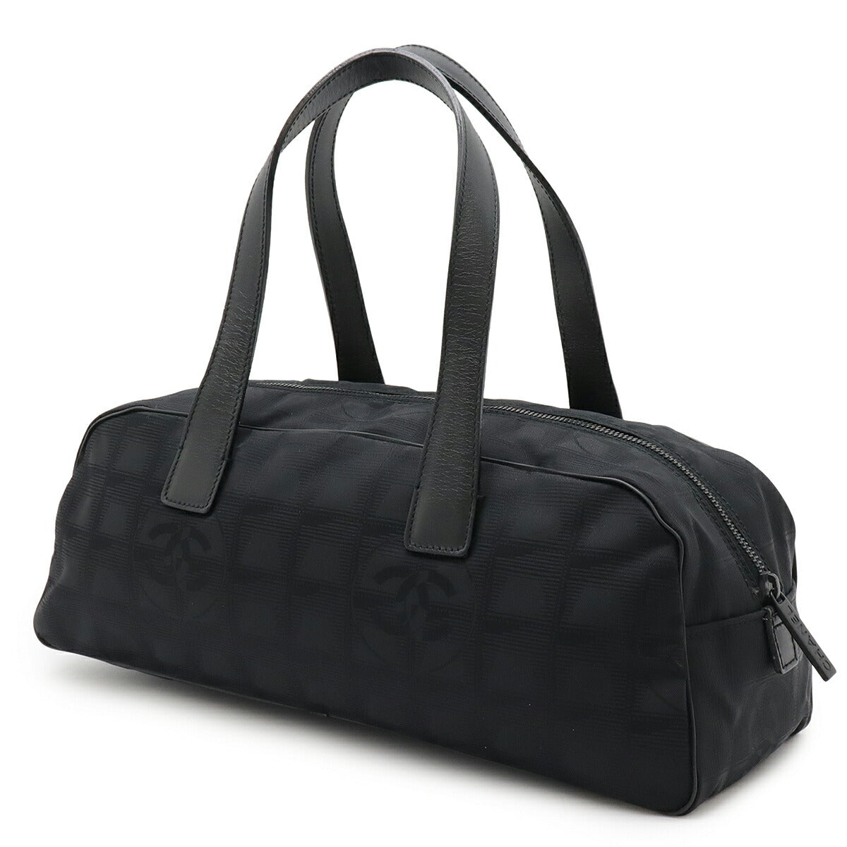 Chanel New Travel Line Nylon Jacquard Leather Boston Bag