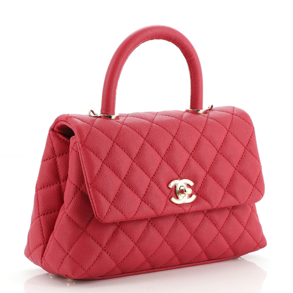 Coco Top Handle Bag Quilted Caviar Mini