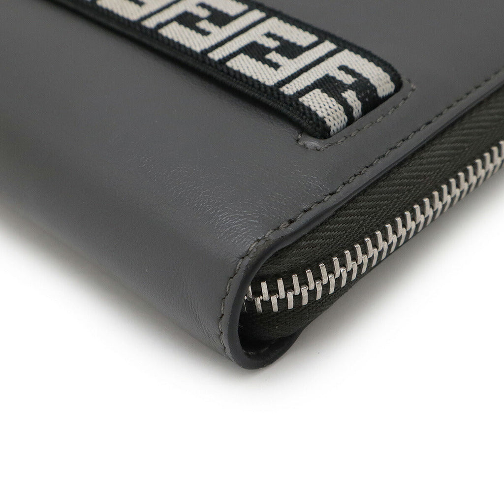 Fendi Zucca Logo Band Leather Long Wallet