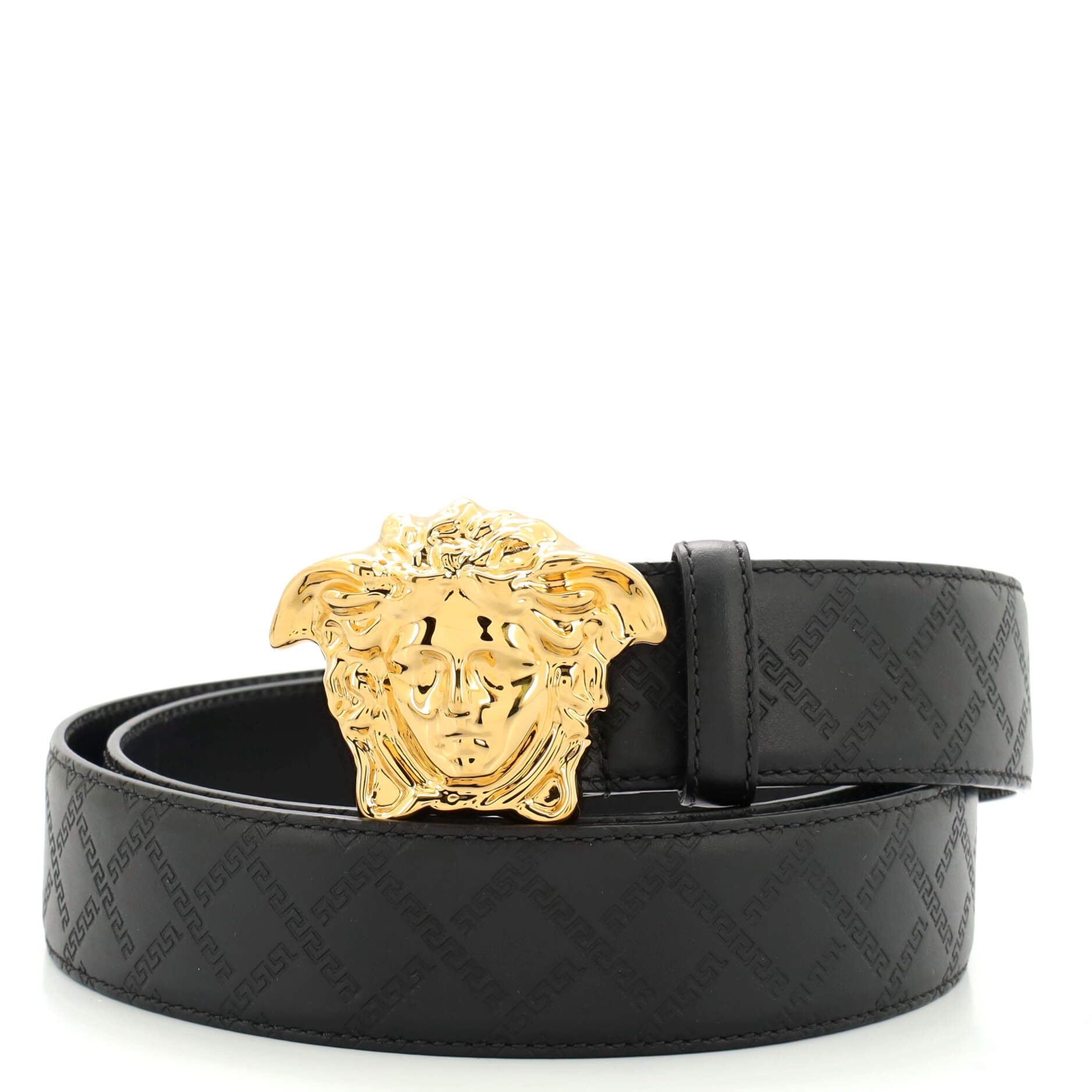 Medusa Buckle Belt Leather Wide 105