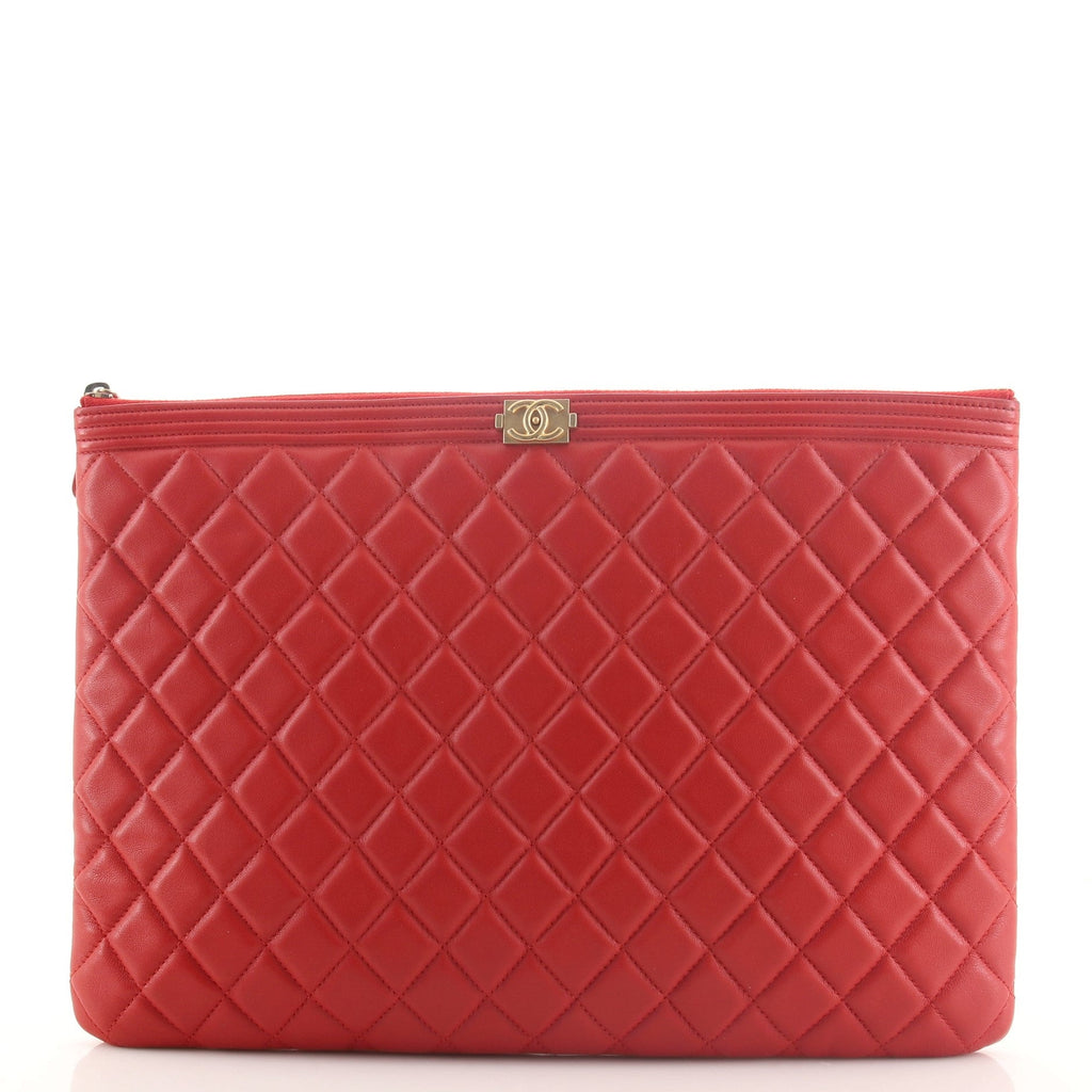 Boy O Case Clutch Quilted Lambskin Large