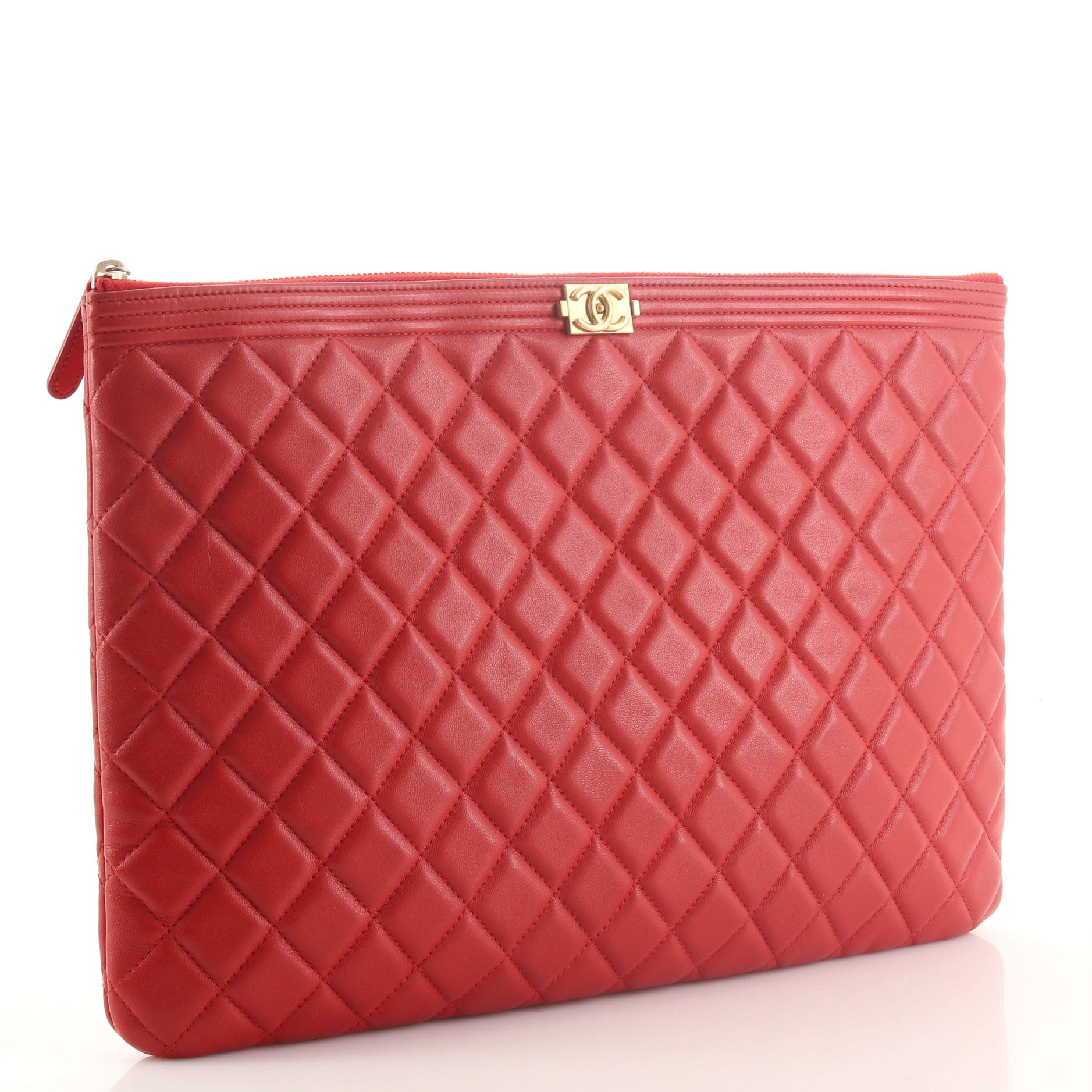 Boy O Case Clutch Quilted Lambskin Large