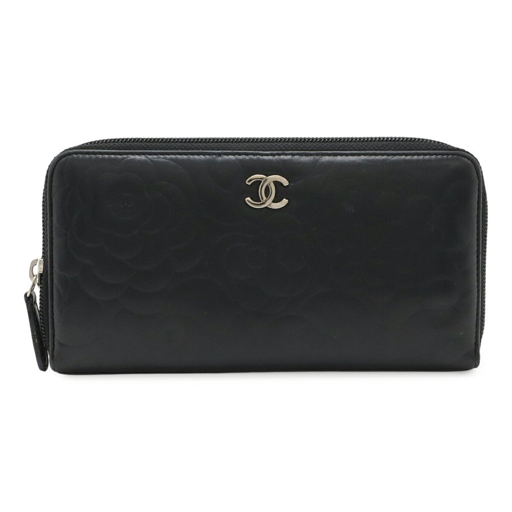 Chanel Camellia Coco Mark Lambskin Long Wallet