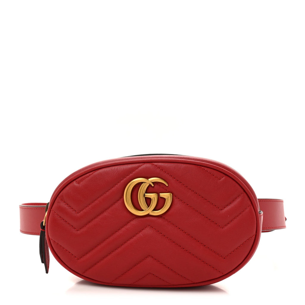 Calfskin Matelasse GG Marmont Belt Bag 85 34 Hibiscus Red