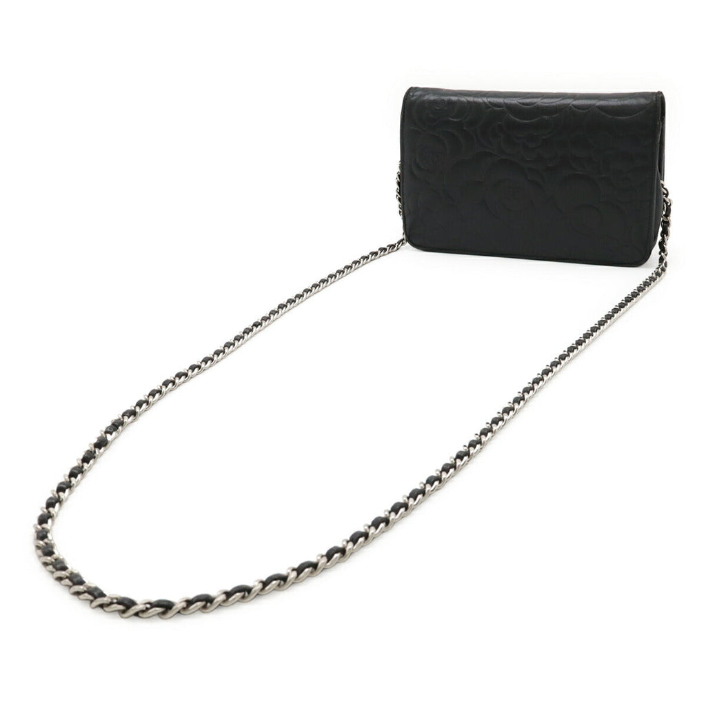 Chanel Camellia Lambskin Chain Wallet Shoulder Bag