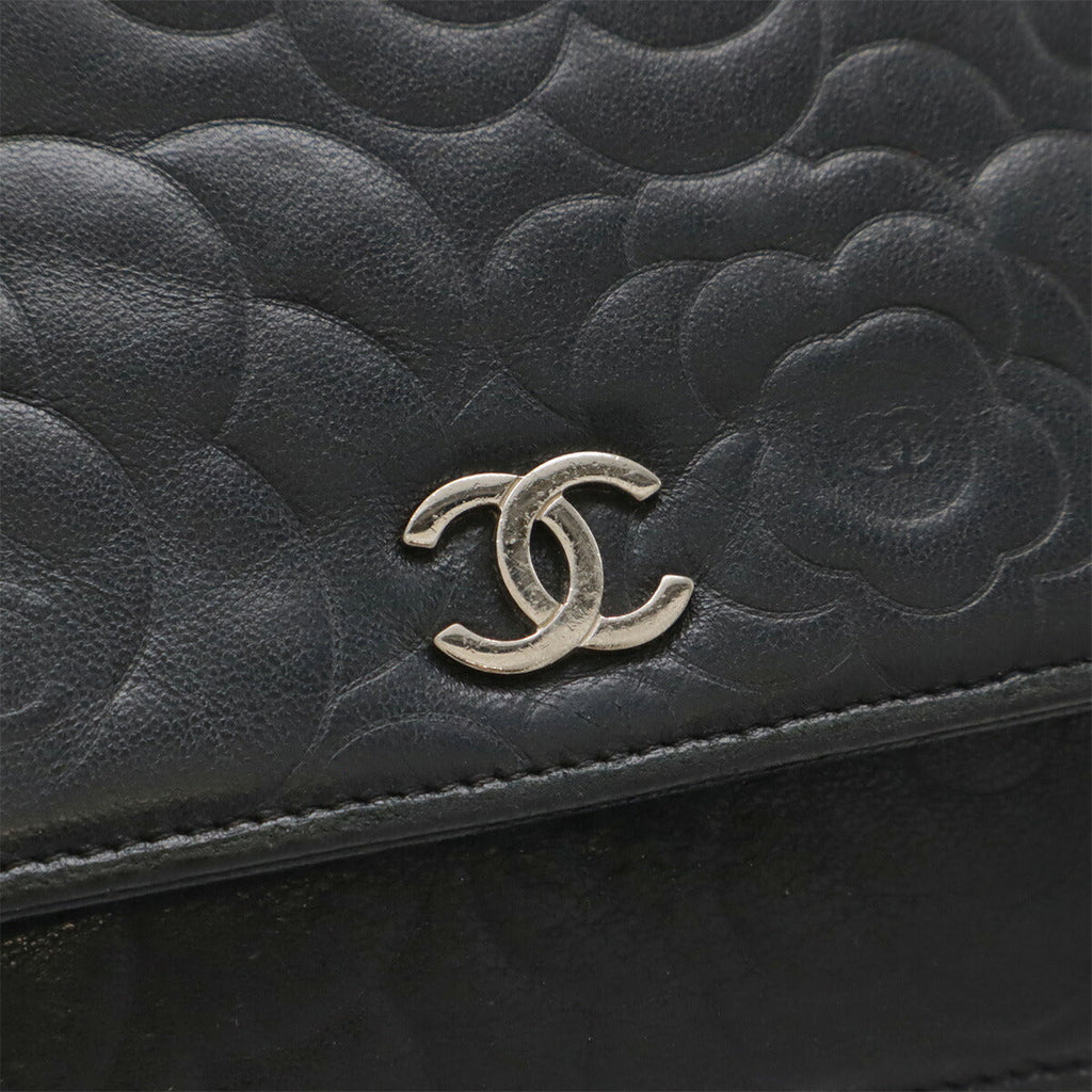 Chanel Camellia Lambskin Chain Wallet Shoulder Bag