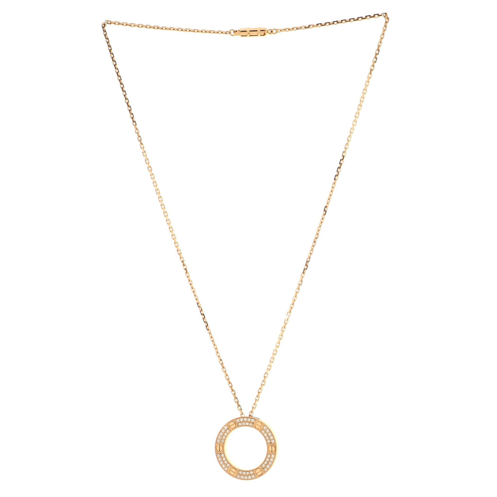 Pave Love Pendant Necklace 18K Rose Gold and Diamonds