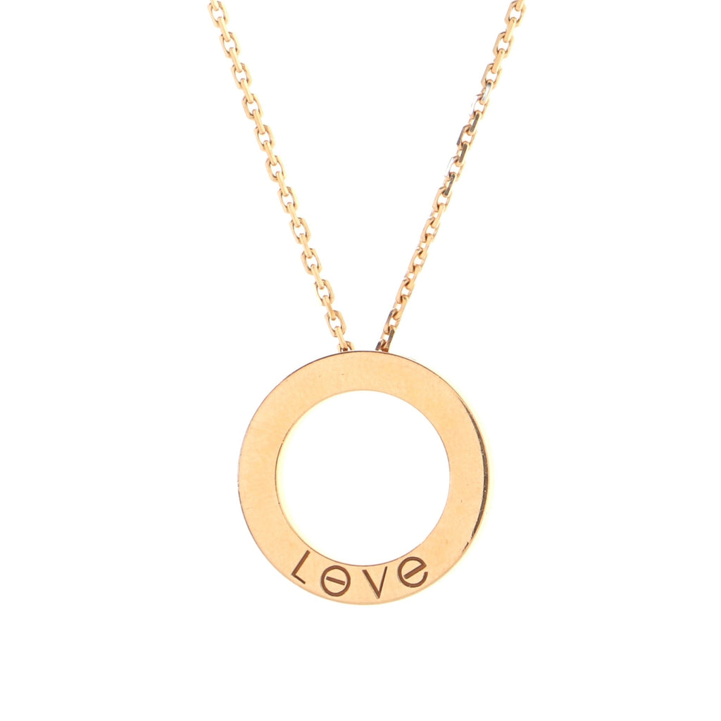 Pave Love Pendant Necklace 18K Rose Gold and Diamonds