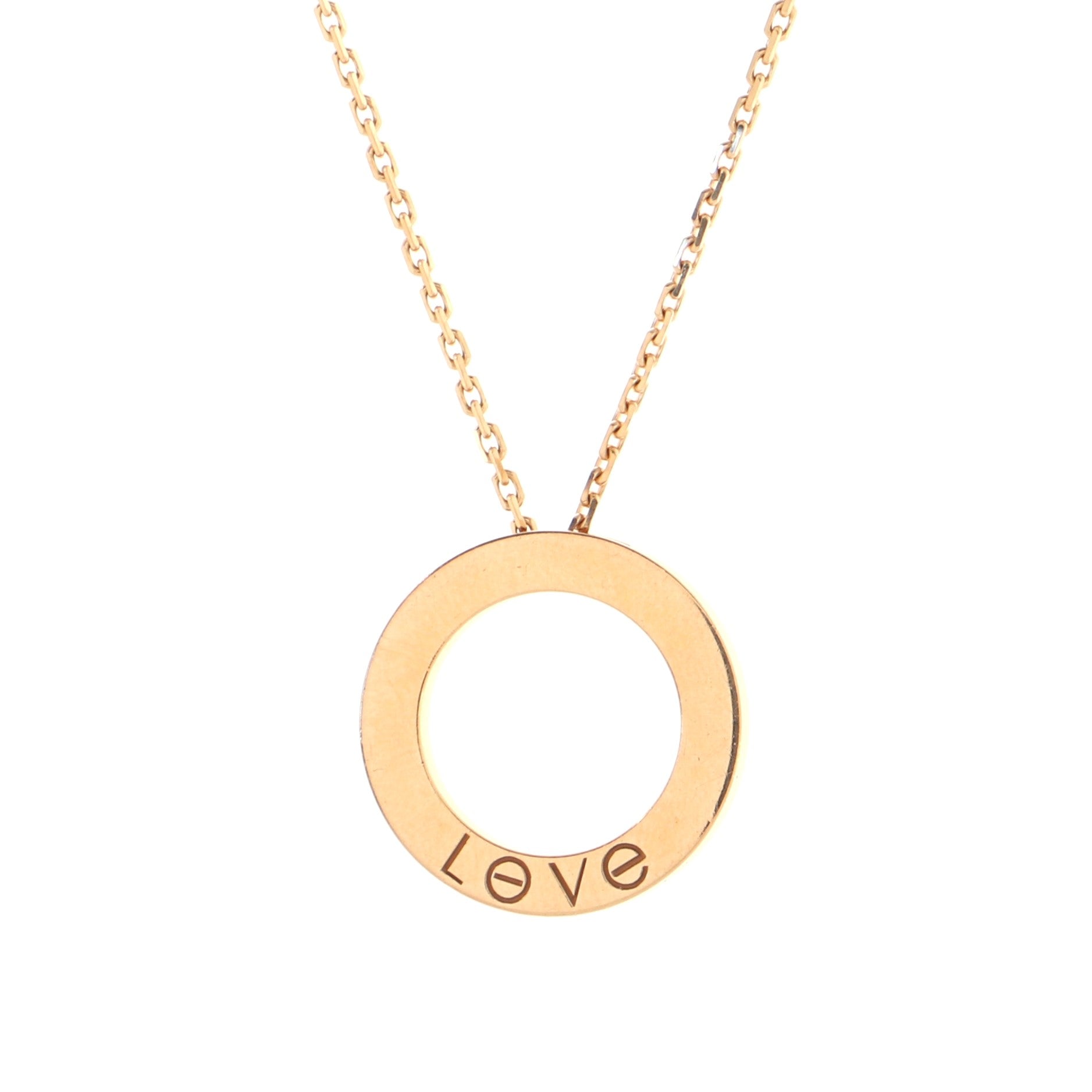 Pave Love Pendant Necklace 18K Rose Gold and Diamonds