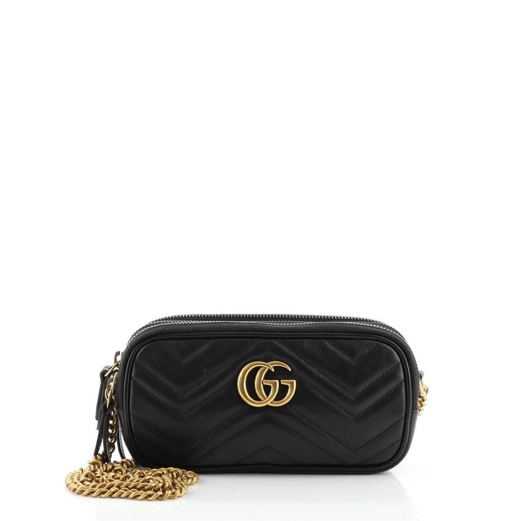 GG Marmont Triple Zip Chain Bag Matelasse Leather Mini