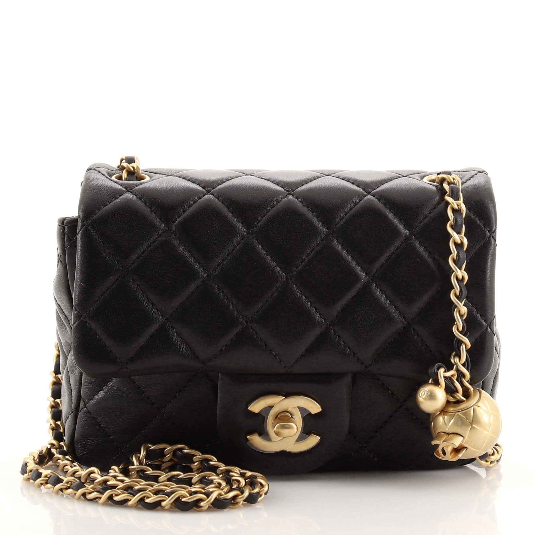 Pearl Crush Square Flap Bag Quilted Lambskin Mini