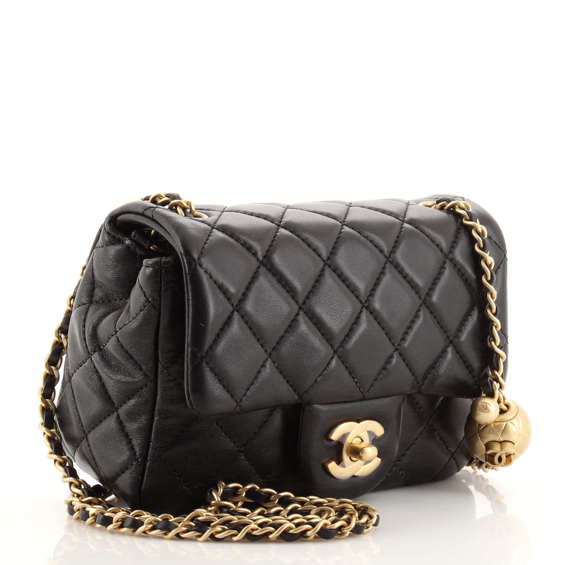 Pearl Crush Square Flap Bag Quilted Lambskin Mini