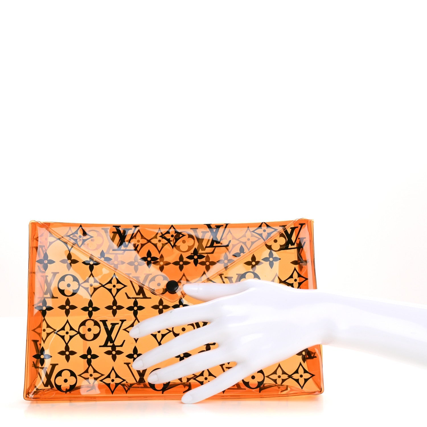 PVC Monogram Printed Envelope Pouch Orange