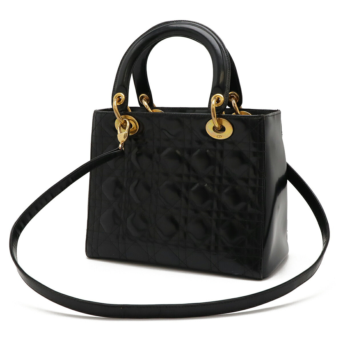 Christian Dior Lady Dior Patent Leather 2way Bag