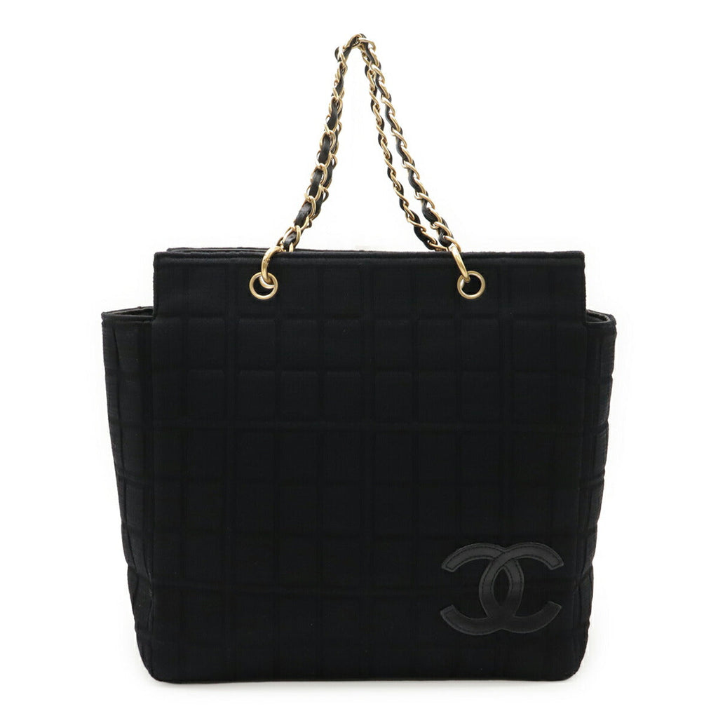 Chanel Choco Bar Cotton Jersey Leather 2way Shoulder Bag