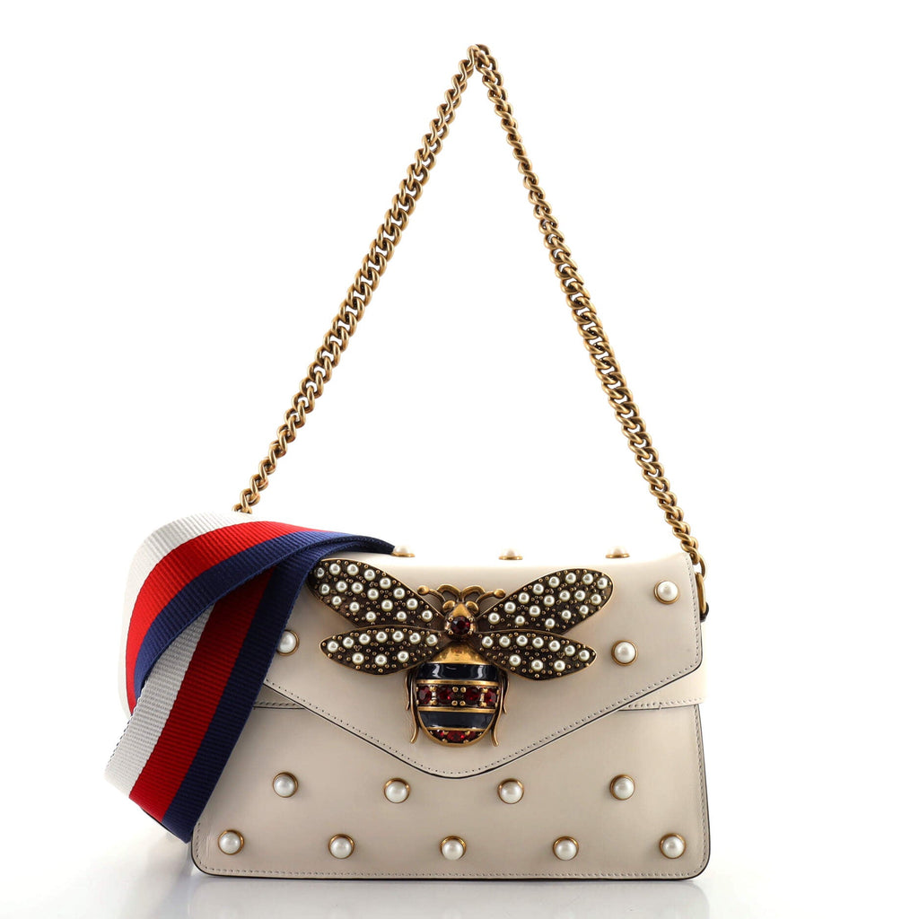 Broadway Pearly Bee Shoulder Bag Embellished Leather Mini