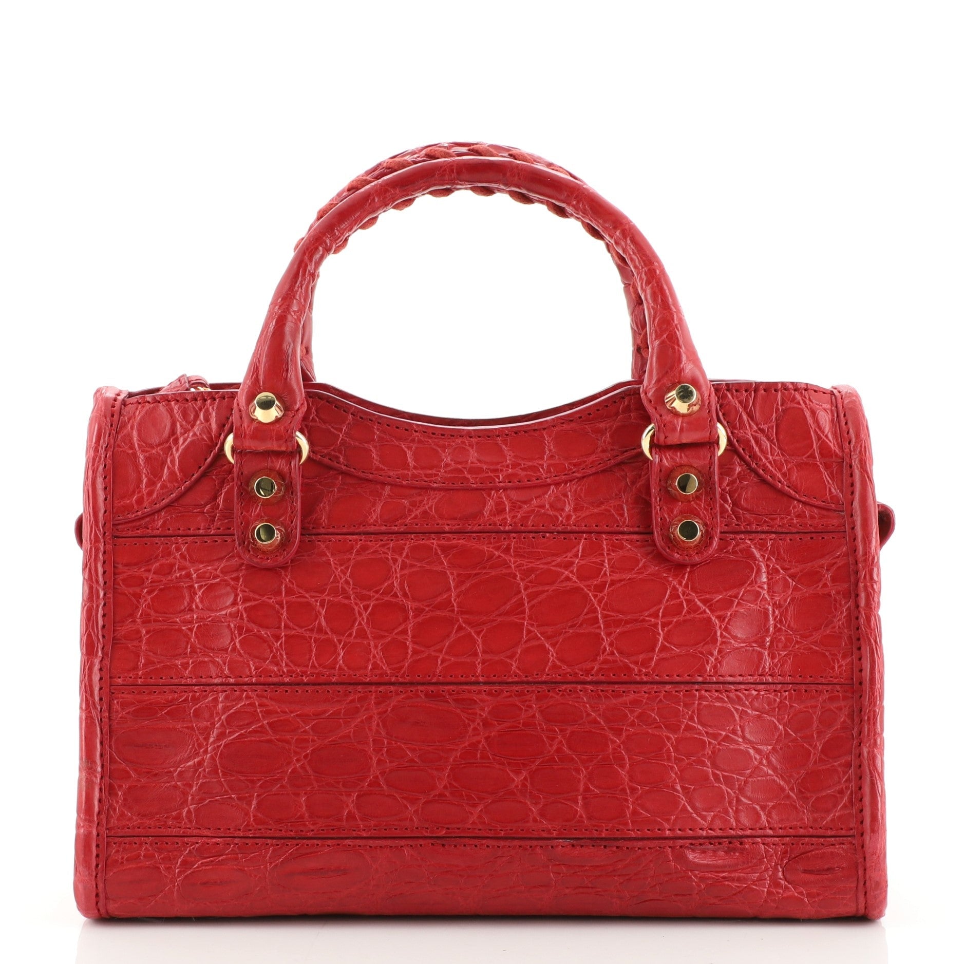 City Classic Studs Bag Crocodile Embossed Leather Mini