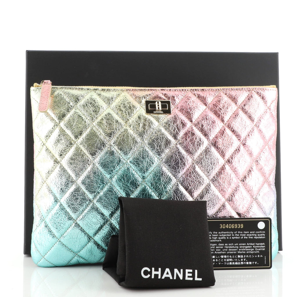Reissue 2.55 O Case Clutch Quilted Multicolor Metallic Goatskin Medium