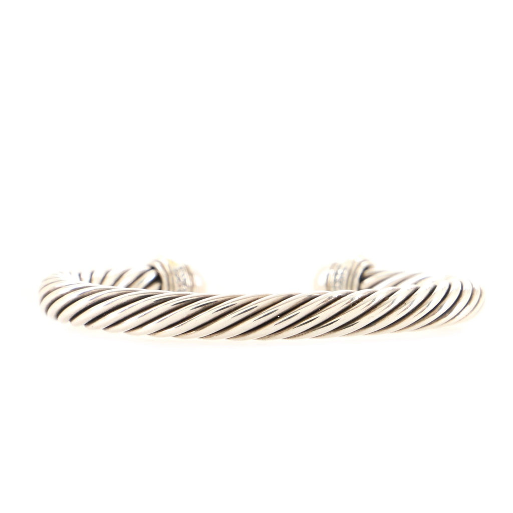 Cable Classic Bracelet Sterling Silver with 14K Yellow Gold and Pearls 7mm